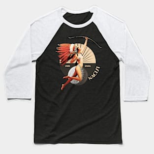 Nacisi 1920's Art Deco Indian Moon Pin Up Girl Retro Stand Strong Baseball T-Shirt